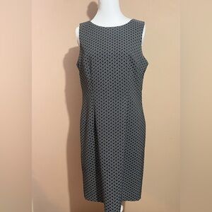 Mario Serrani Black, White and Gray Geometric Midi Dress - Size 8
